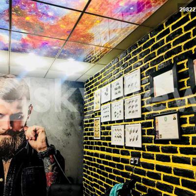 اجرای پوستر دیواری و آسمان مجازی آرایشگاه مردانه