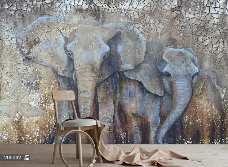کاغذ دیواری سه بعدی طرح فیل 