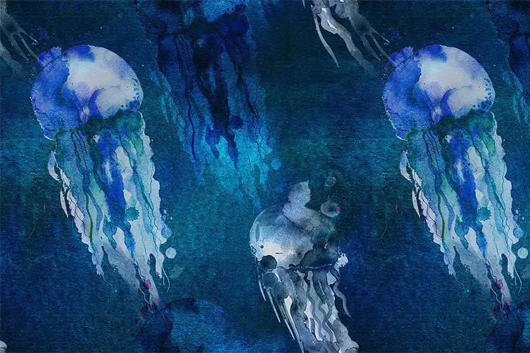  پوستردیواری وکتور عروس دریایی آبی