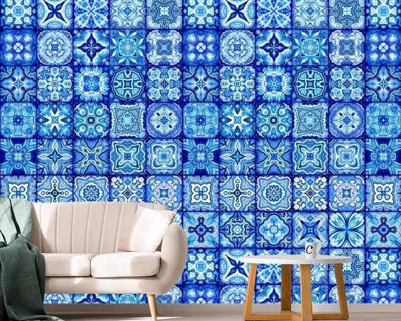 پوستر دیواری کاشی آبی،طرح کاشی تاریخی