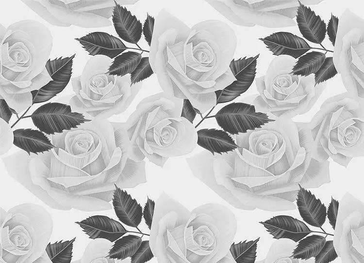  پوستر دیواری وکتور  گل رز سیاه و سفید