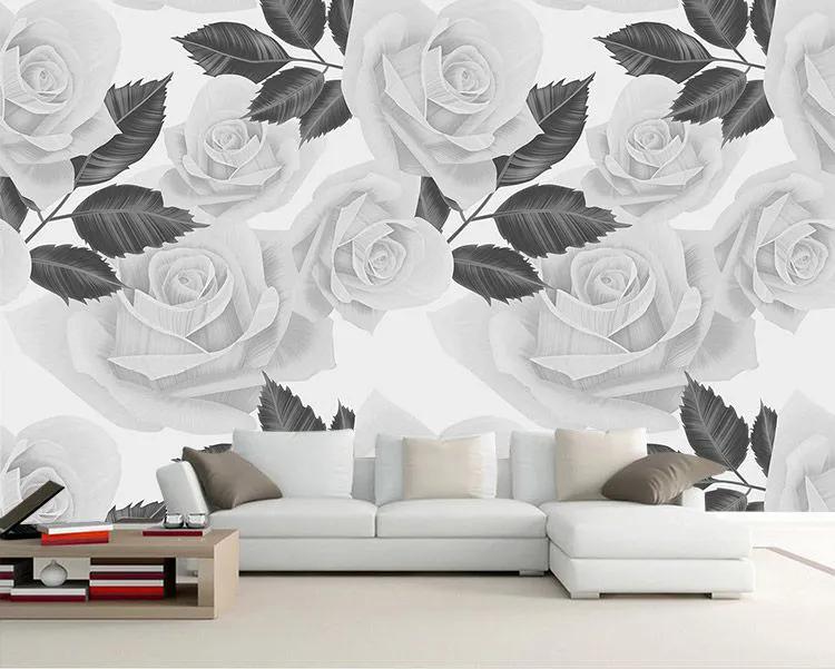  پوستر دیواری وکتور  گل رز سیاه و سفید