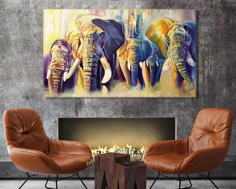 تابلو بوم نقاشی فیل ها
