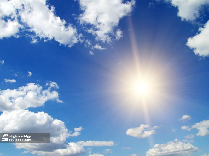 آسمان مجازی طرح خورشید تابنده و ابر بهاری