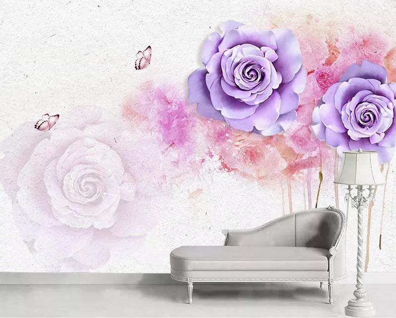 پوستر کاغذ دیواری طرح گلهای بنفش بهاری