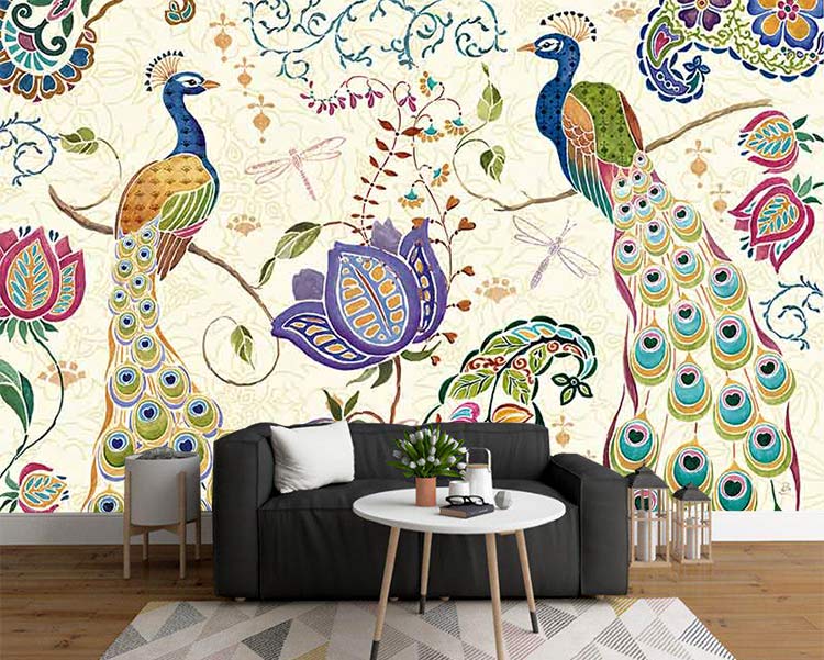 کاغذ دیواری سه بعدی طرح طاوس