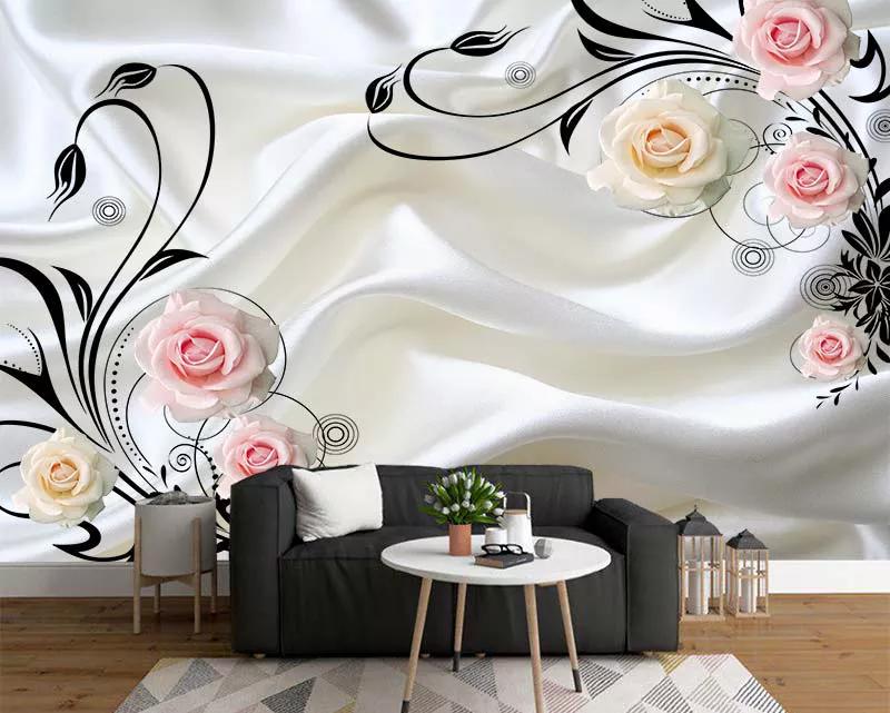پوستر کاغذ دیواری سه بعدی گل رز رنگی