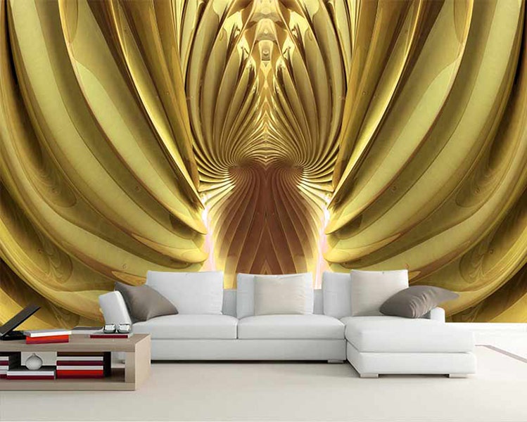 پوستر دیواری سه بعدی خطوط طلایی