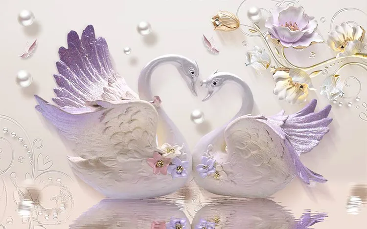 پوستر دیواری سه بعدی قوهای عاشق