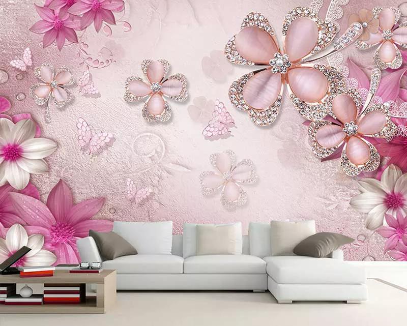 پوستر دیواری سه بعدی گلهای صورتی بهاری