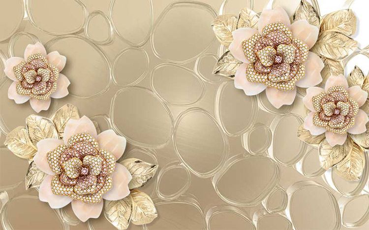 پوستر دیواری سه بعدی گل های الماس
