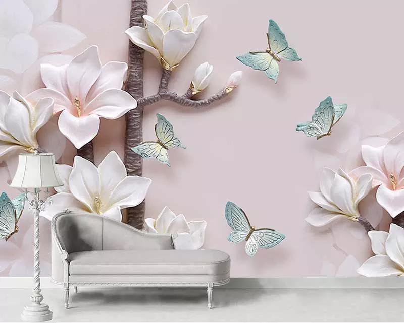 کاغذ دیواری سه بعدی برجسته طرح گل