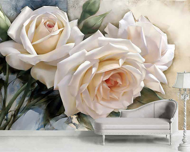 پوستر دیواری گل رز سفید