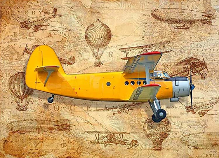 پوستر دیواری هواپیمای زرد