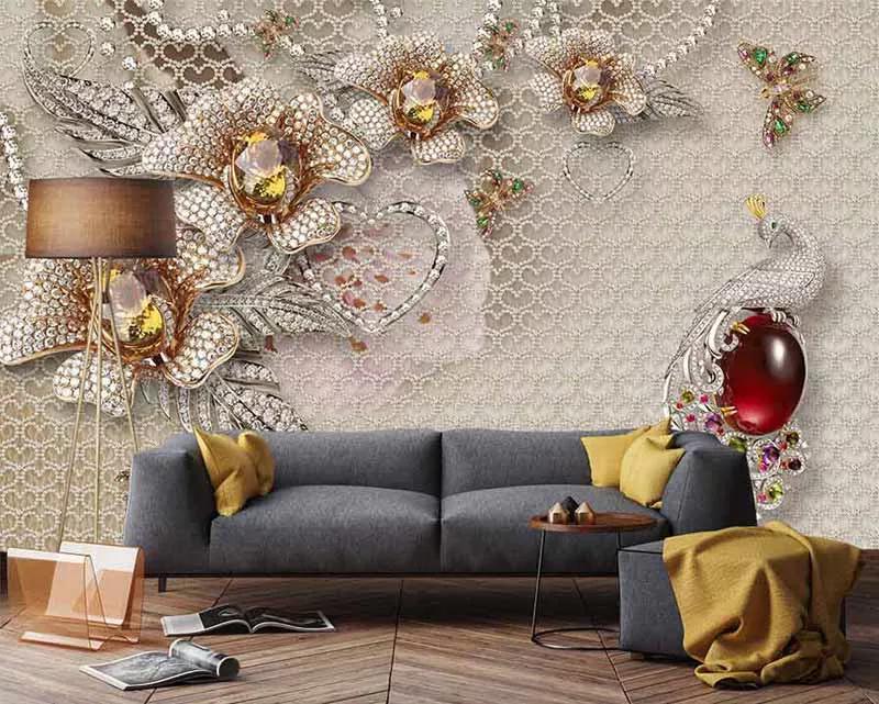 پوستر دیواری سه بعدی طاووس یاقوتی