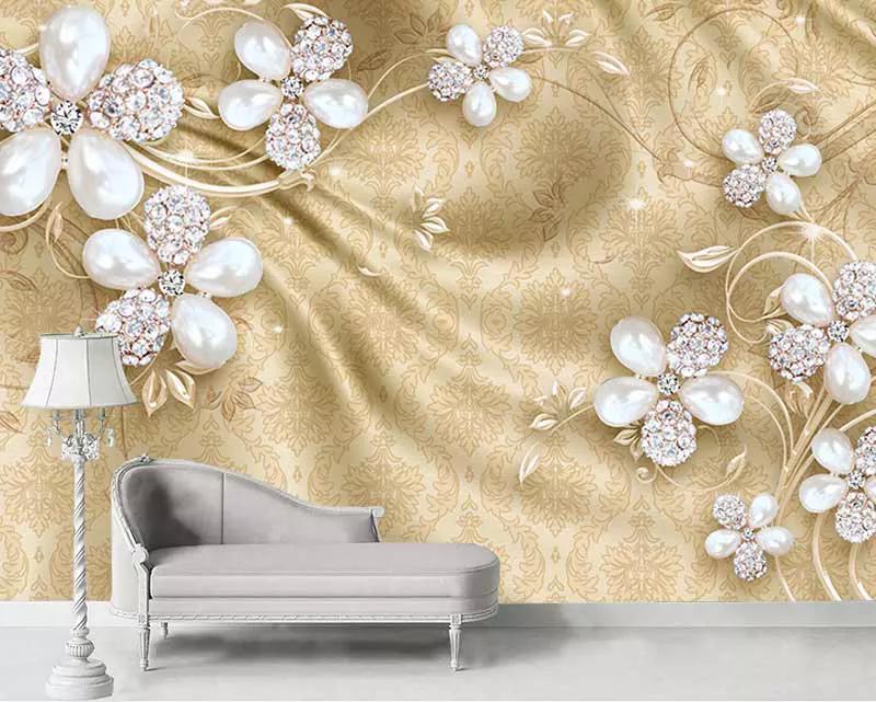 پوستر دیواری سه بعدی گلهای مرواریدی