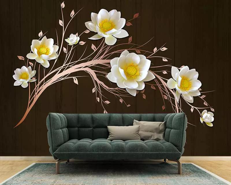 کاغذ دیواری سه بعدی گل لوتوس