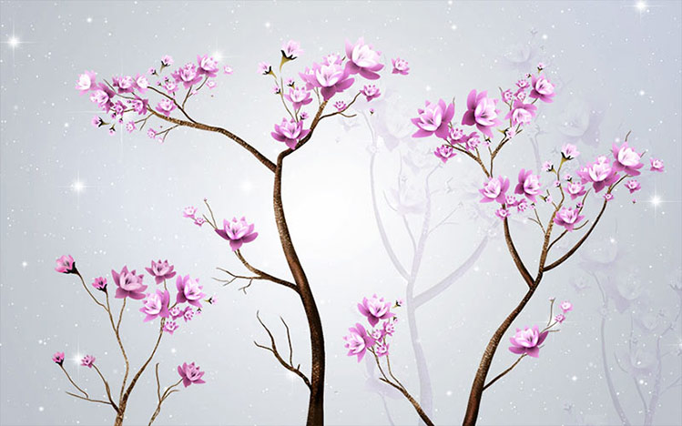 پوستر دیواری سه بعدی شکوفه های بهار