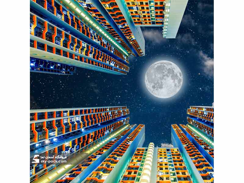 آسمان مجازی طرح ساختمان در شب