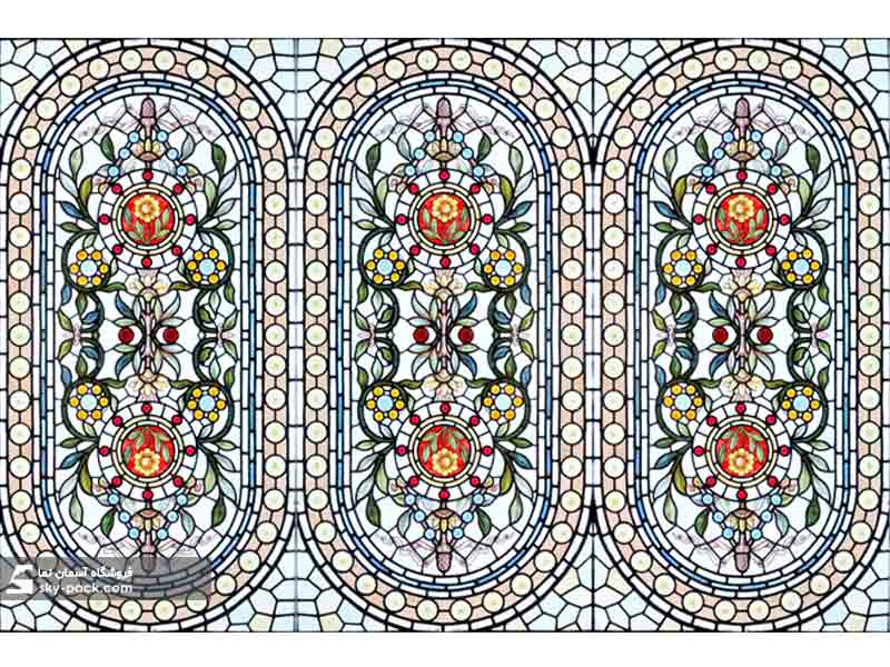 آسمان مجازی طرح شیشه رنگین و گل 