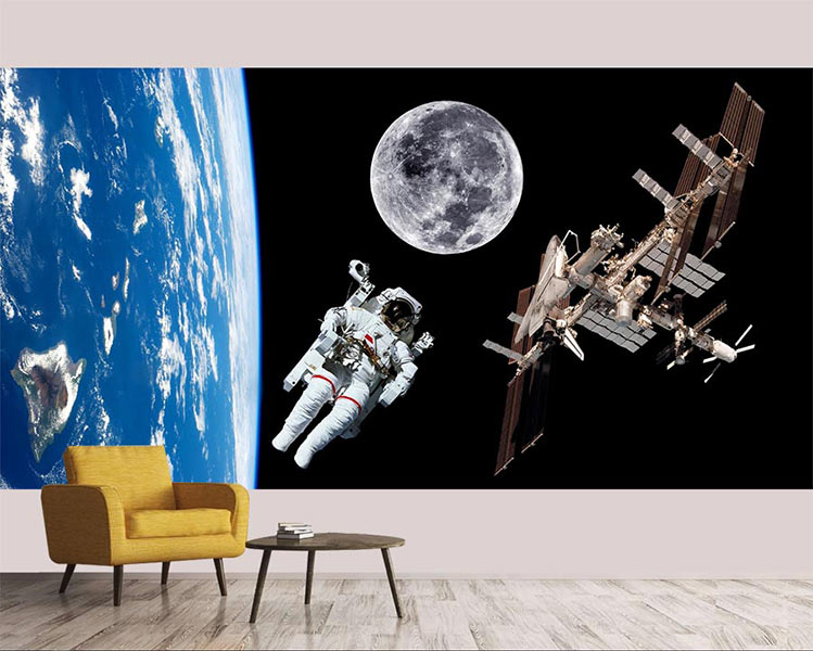  پوستر کاغذ دیواری  ایستگاه فضایی و زمین