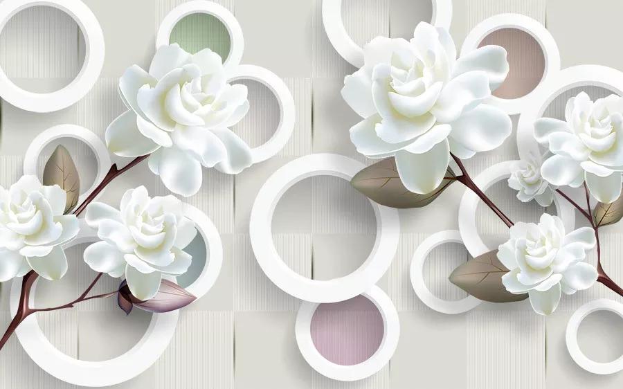  پوستر دیواری سه بعدی گلهای سفید 