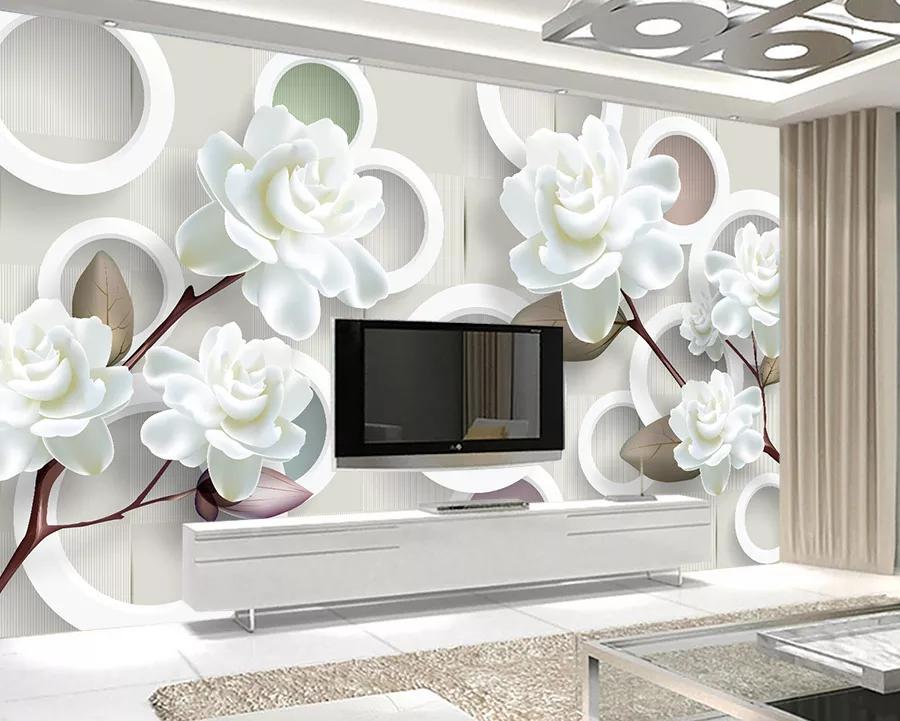  پوستر دیواری سه بعدی گلهای سفید 