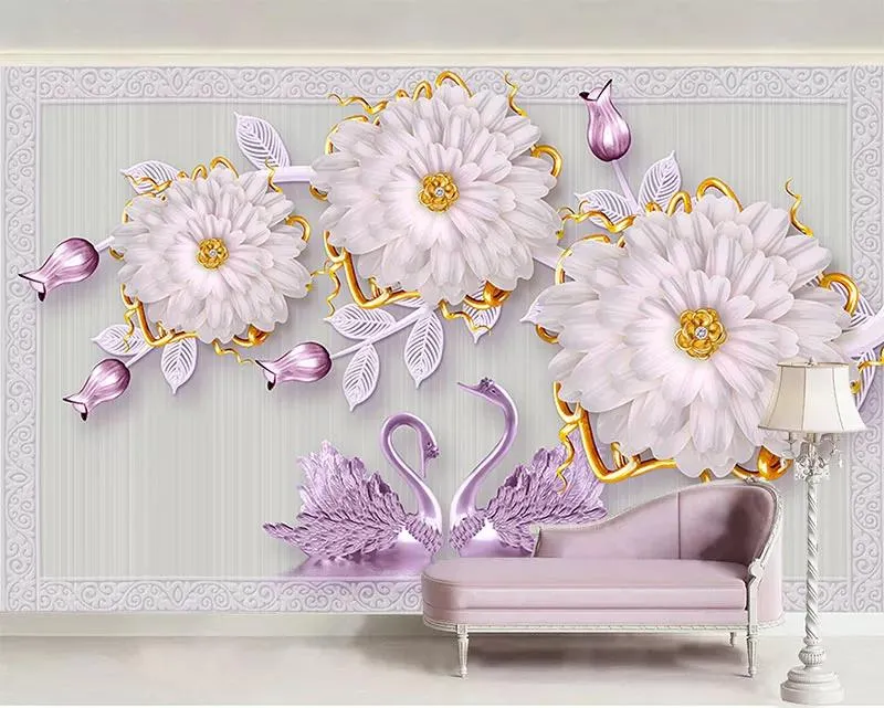 کاغذ دیواری سه بعدی طرح گل