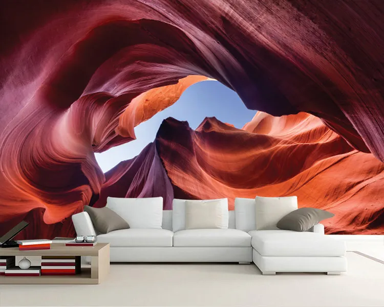 کاغذ دیواری سه بعدی کوه های قرمز