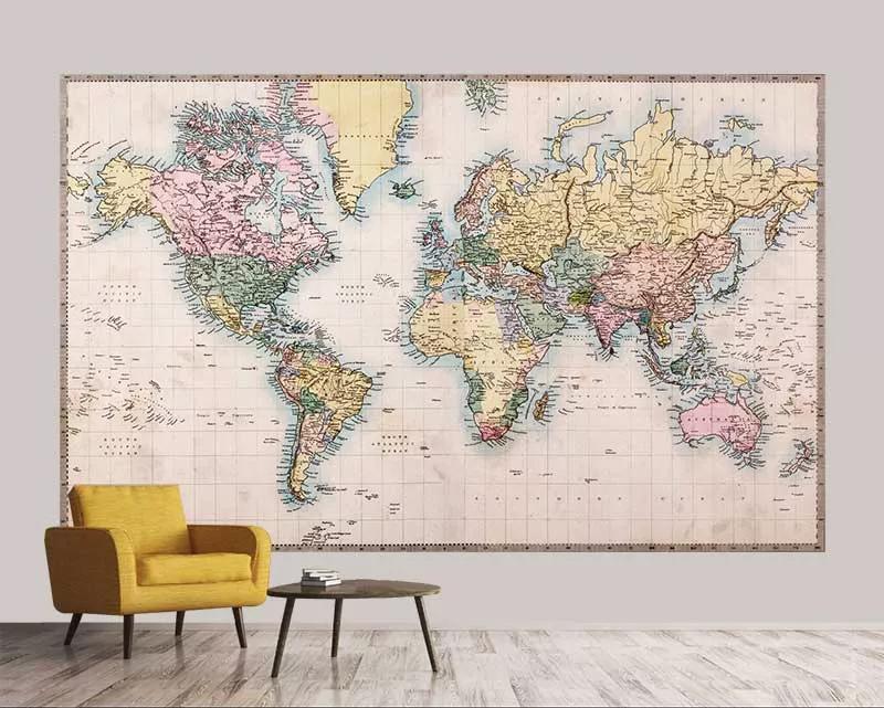 پوستر دیواری نقشه قدیمی  جهان