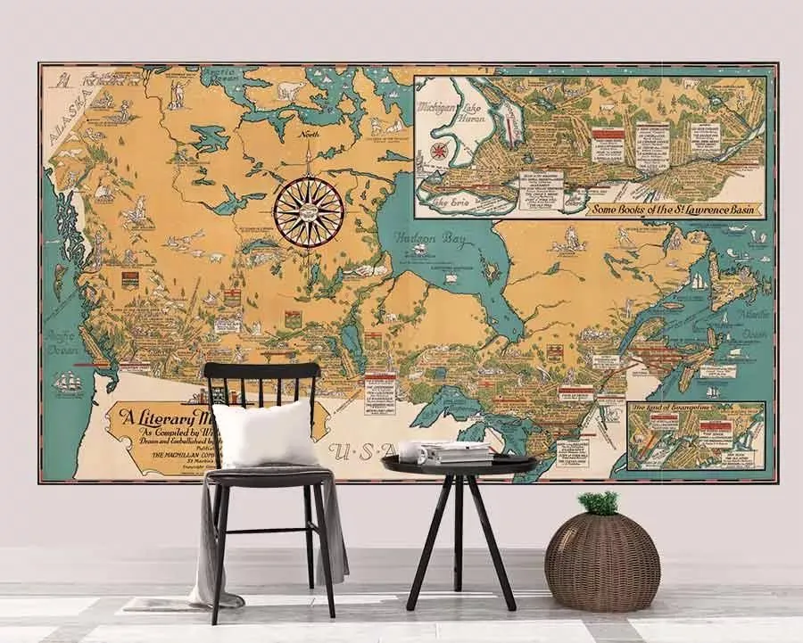 پوستر دیواری نقشه ادبی کشور کانادا