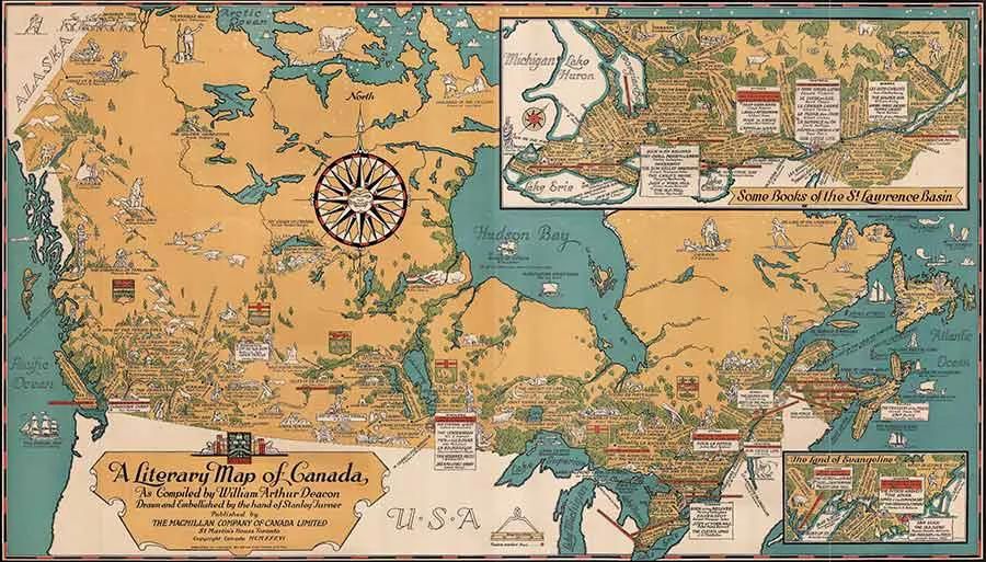 پوستر دیواری نقشه ادبی کشور کانادا