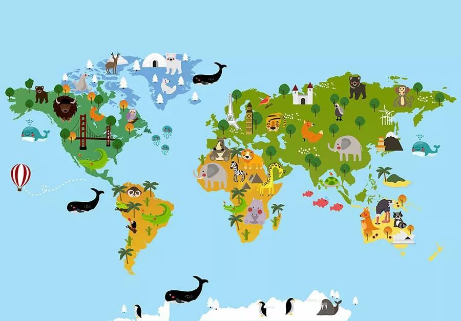 پوستر کاغذ دیواری نقشه دنیای بچه ها