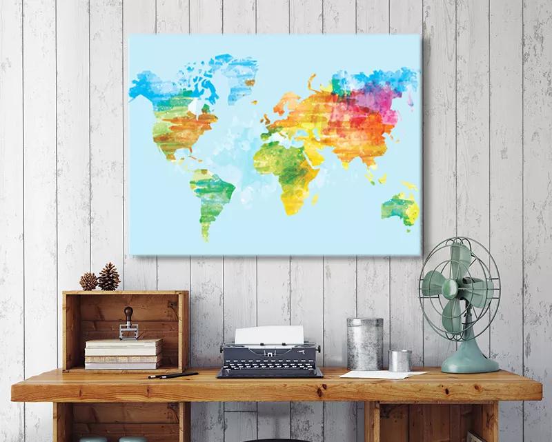 بوم کنواس نقشه جهان آبرنگی