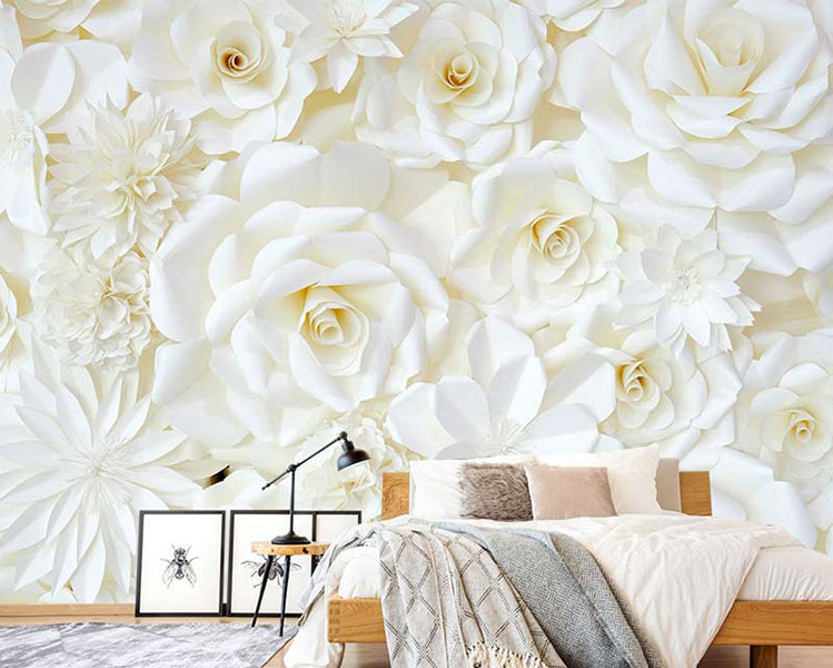 پوستر دیواری طرح گلهای سفید