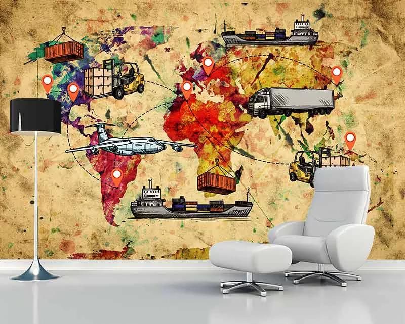  پوستر سه بعدی نقشه جهان بازرگانی
