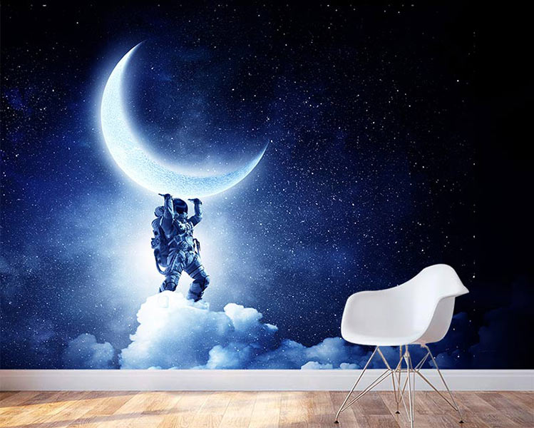 پوستر دیواری فضانورد و ماه