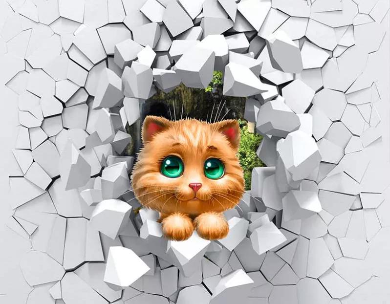 پوستر سه بعدی کارتونی گربه ملوس