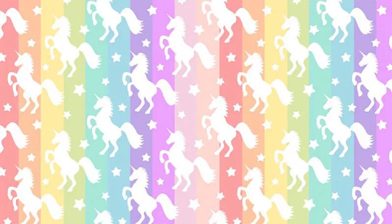 پوستر دیواری رنگین کمان و اسب های تک شاخ