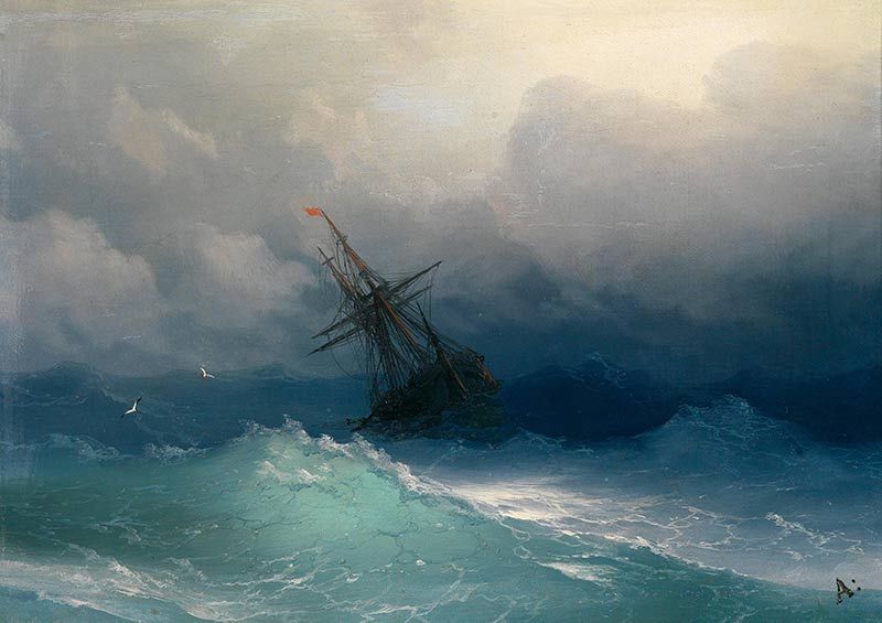 بوم کنواس نقاشی دریا طوفانی