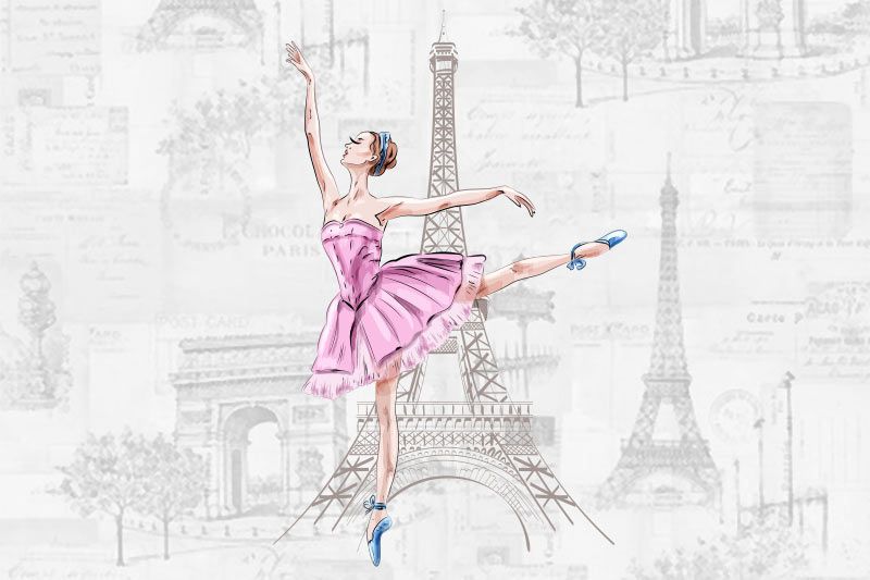 پوستر دیواری رقصنده باله و برج ایفل