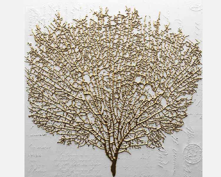بوم کنواس طرح سه بعدی درخت طلایی