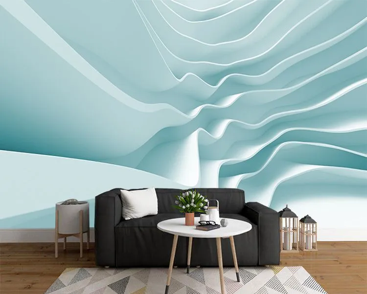 کاغذ دیواری سه بعدی طرح موج آبی