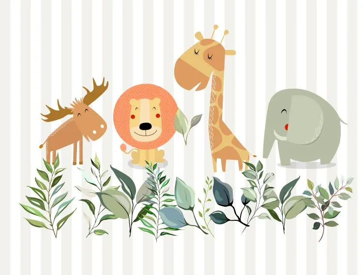 پوستر کودک طرح شیر و زرافه