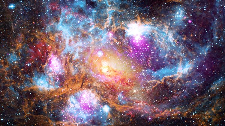 پوستر سه بعدی کهکشان طرح ستارگان رنگی
