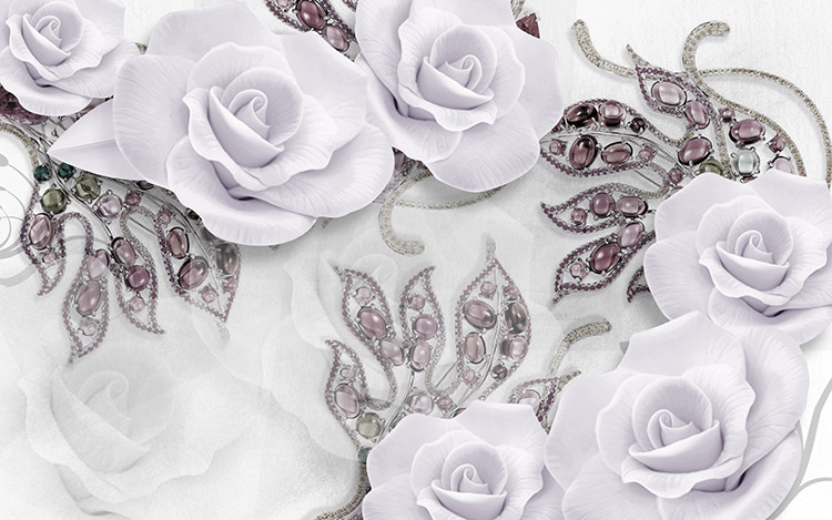 کاغذ دیواری سه بعدی گلهای رز