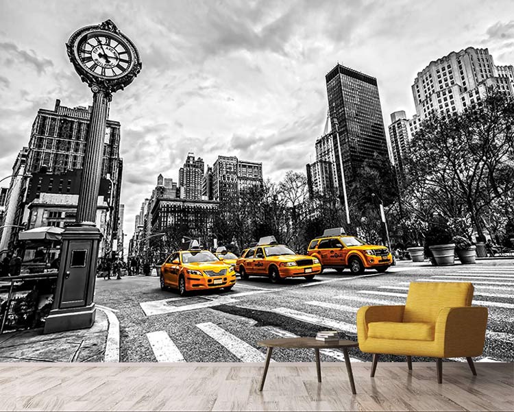 پوستر دیواری شهر نیویورک و تاکسی زرد