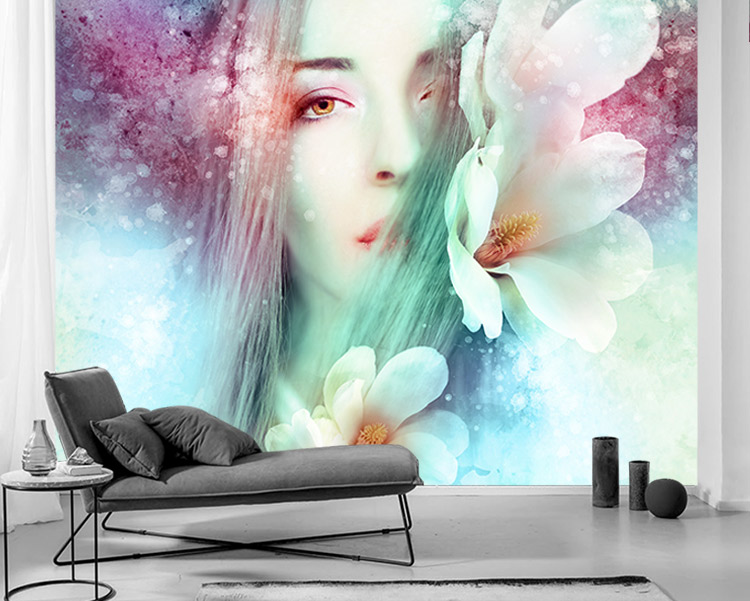 کاغذ دیواری هنری چهره طرح زن 