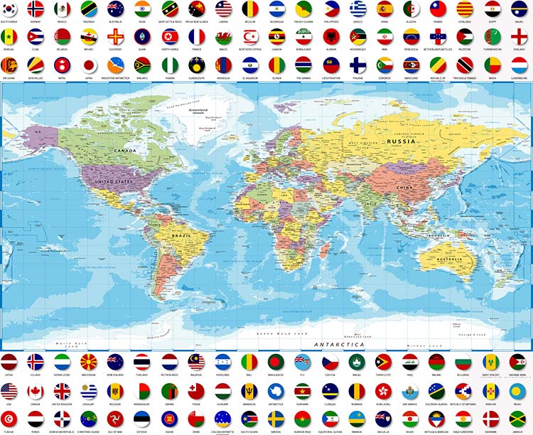 پوستر سه بعدی نقشه جهان