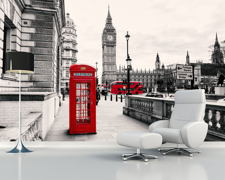 کاغذ دیواری منظره لندن و تلفن قرمز